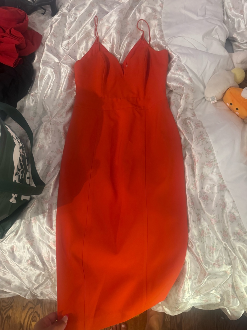 Wish Vibrant Red Midi Sheath Dress with Slim Straps